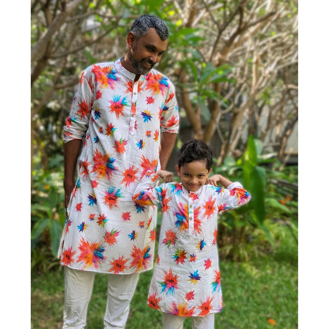 Multi Color Splash Holi print Kurta for Boys and Men