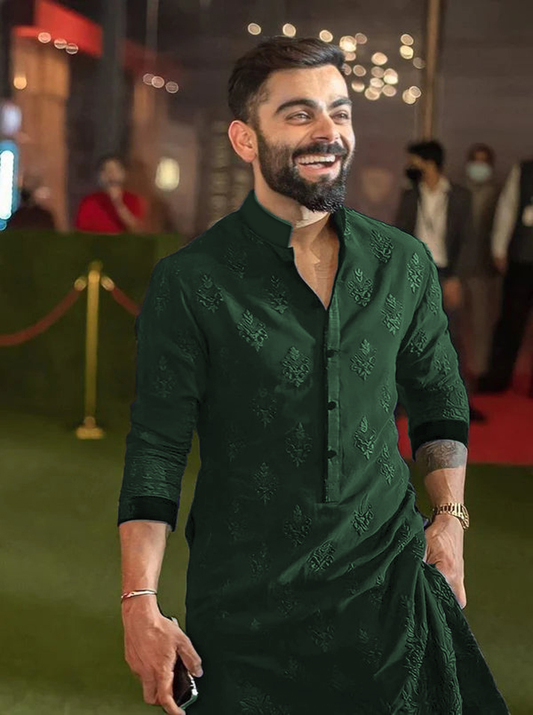 Virat Kohli's Embroidered Green Wedding Kurta